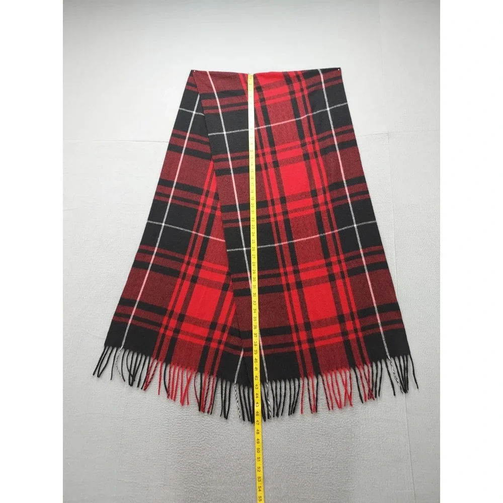 Steve Madden Men Scarf One Size Red Plaid 100% Polyester Fringe‎ Winter Shawl
